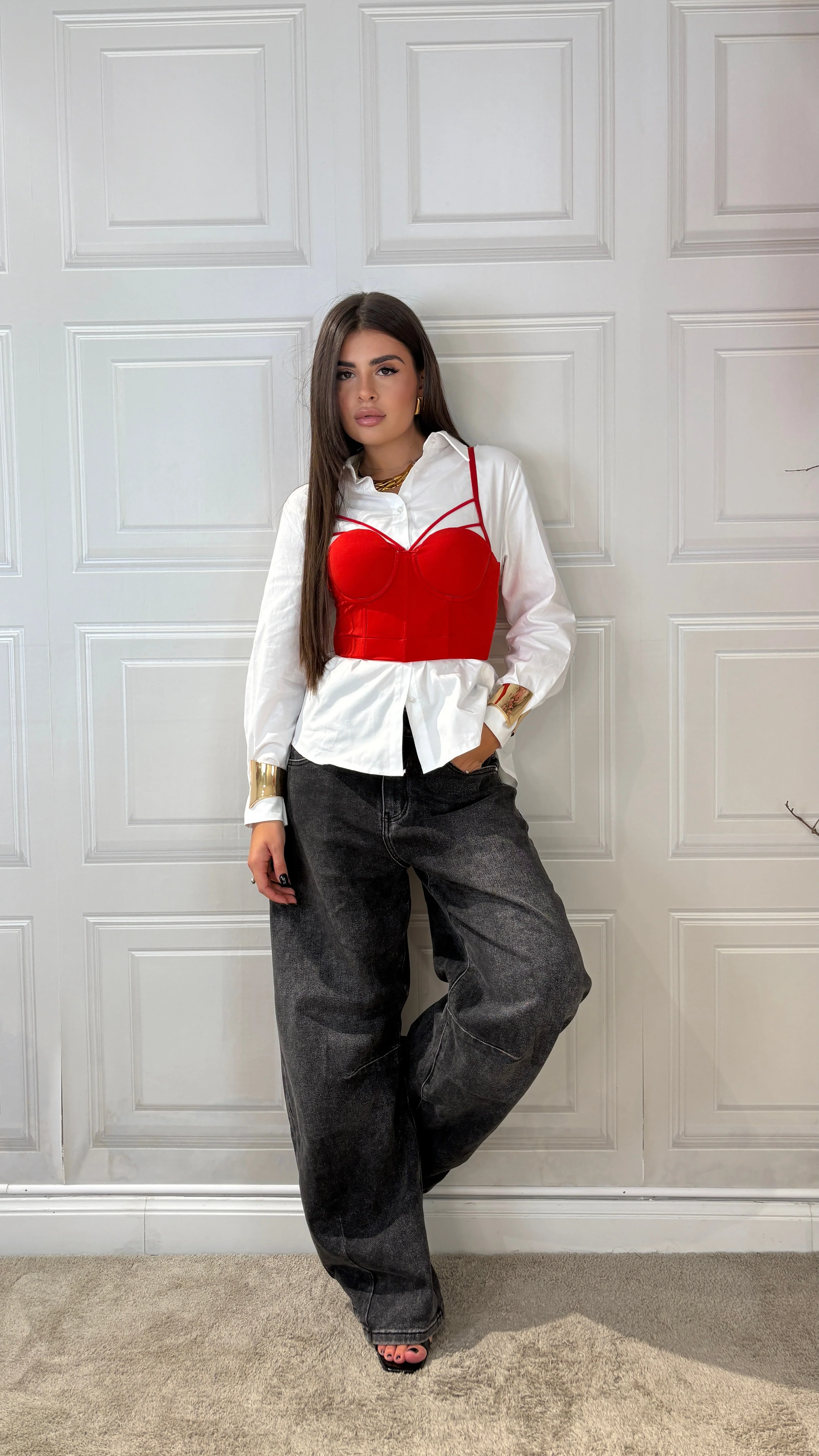 Bustino in raso rosso - Image 3