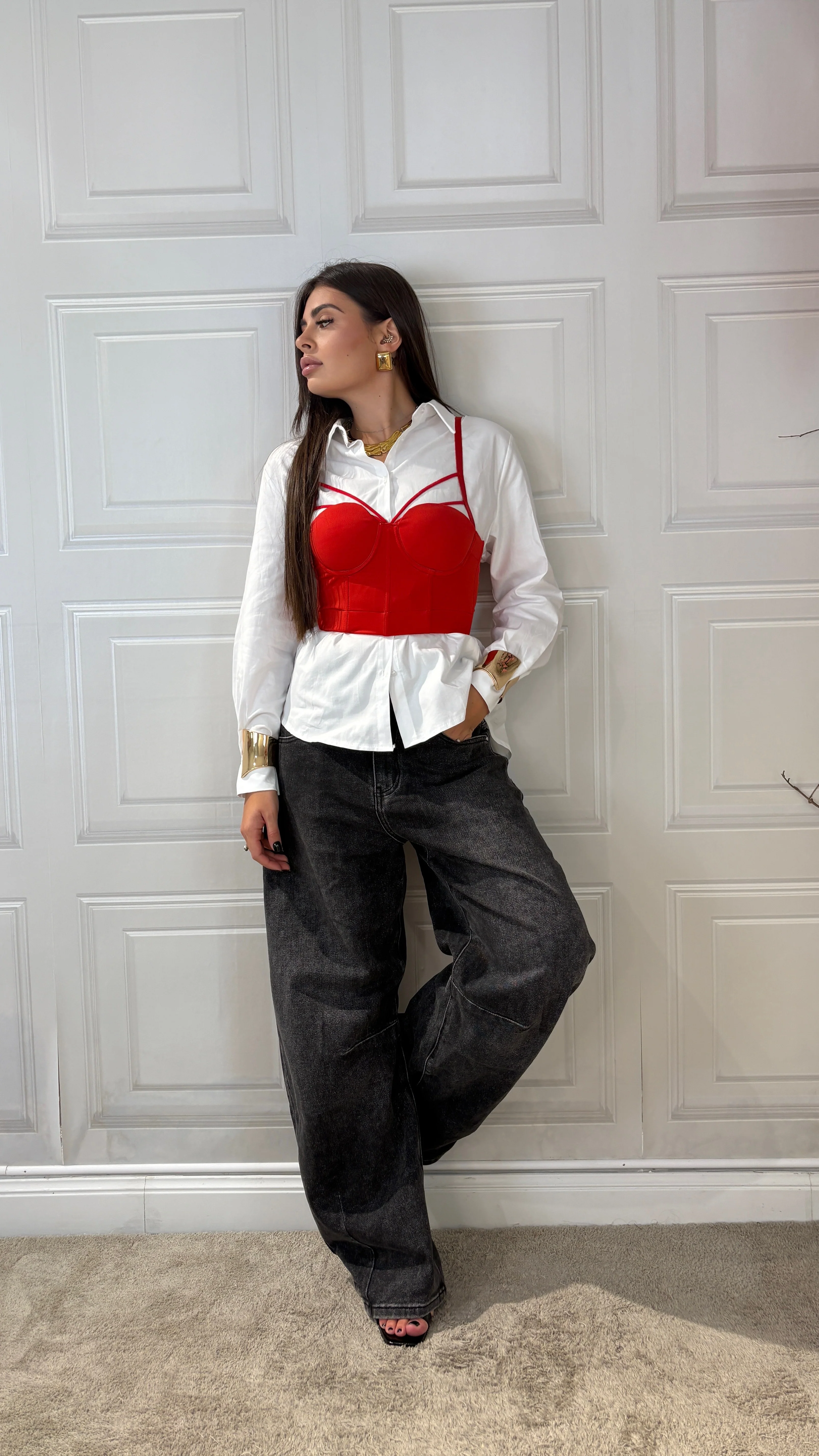 Bustino in raso rosso - Image 4