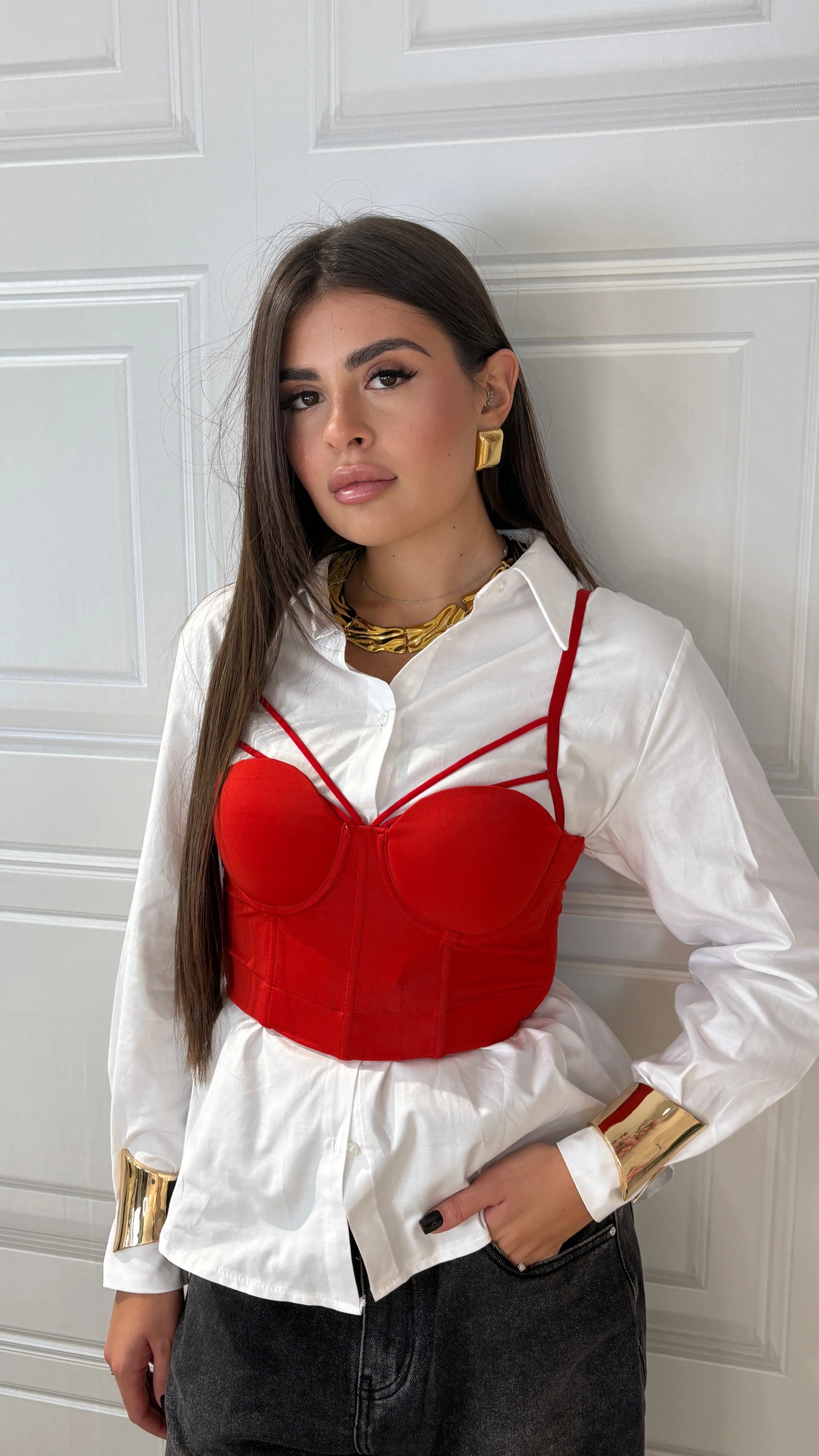Bustino in raso rosso - Image 6