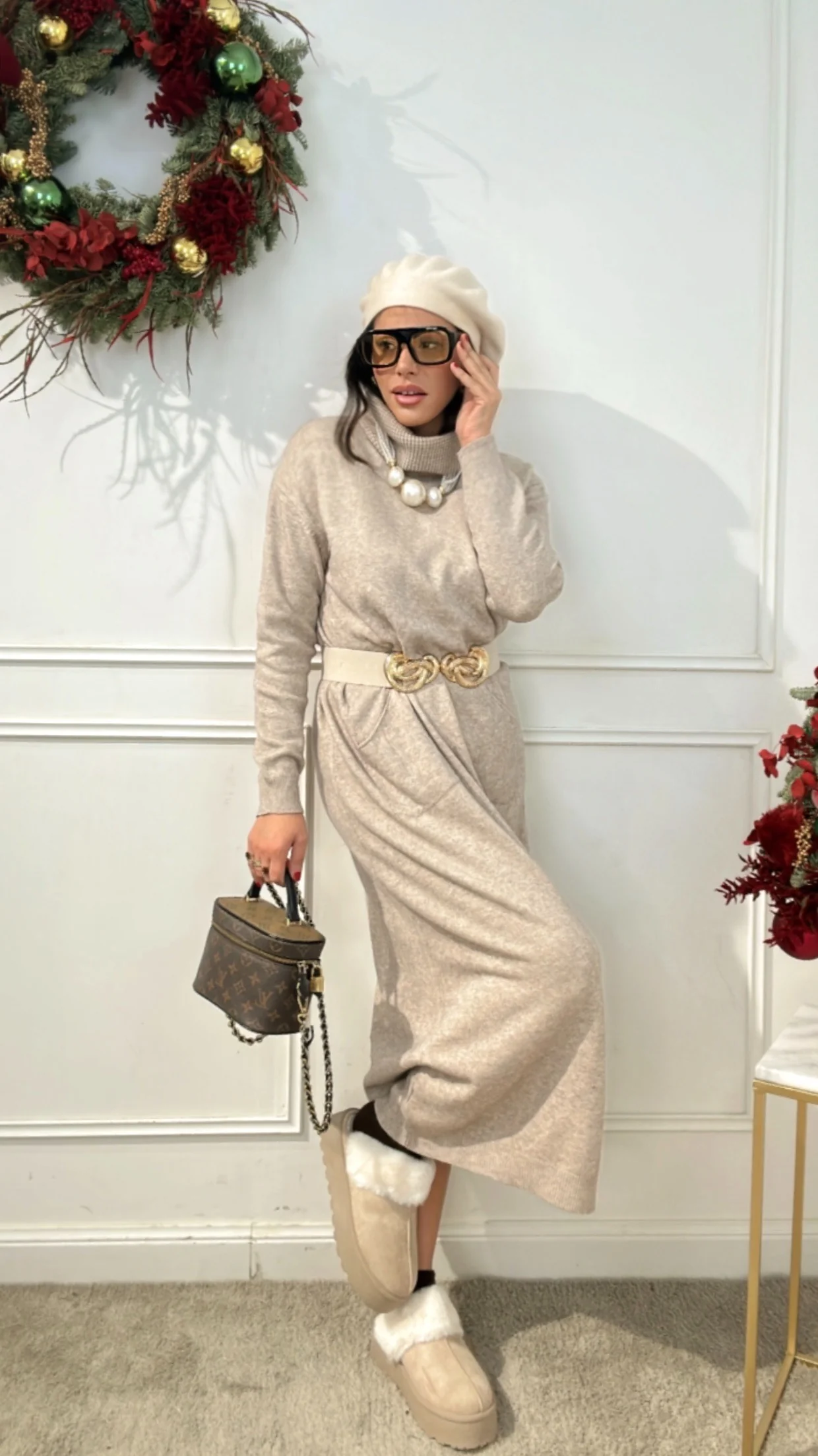 Ciabatta platform con pelliccia beige - Image 3