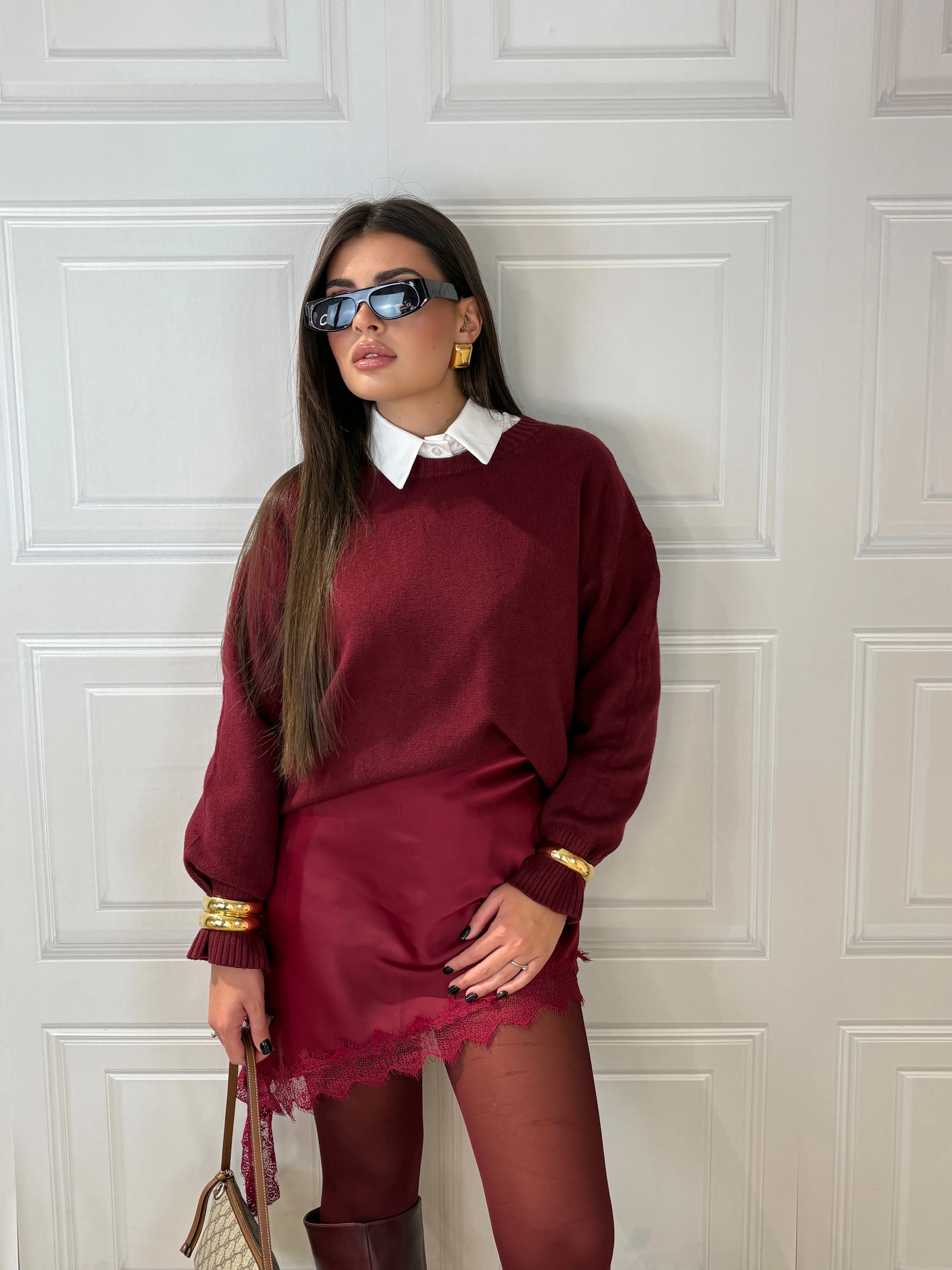 Gonna satin bordeaux - Image 6