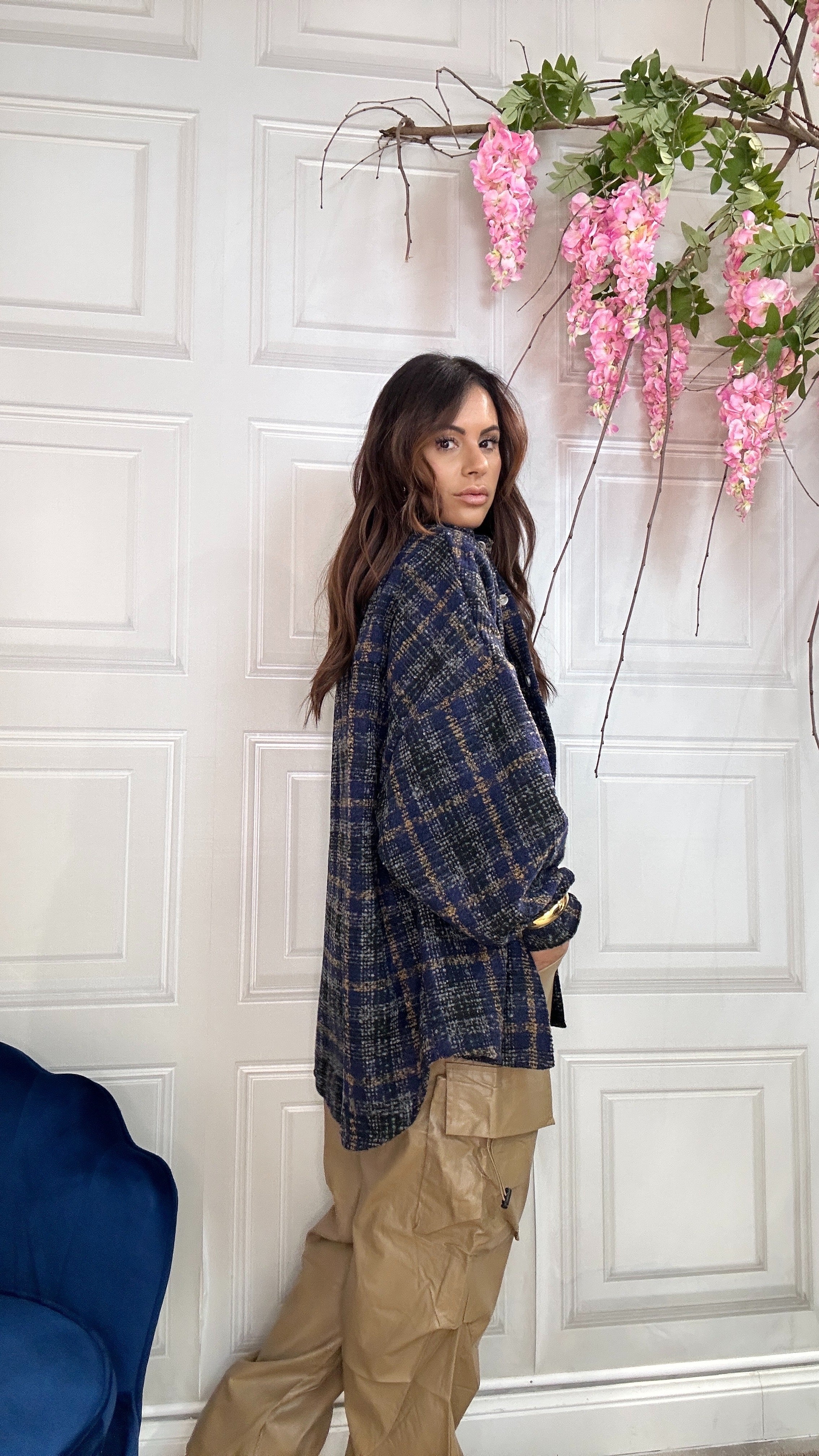 Maxi camicia in lana Blu - Image 5